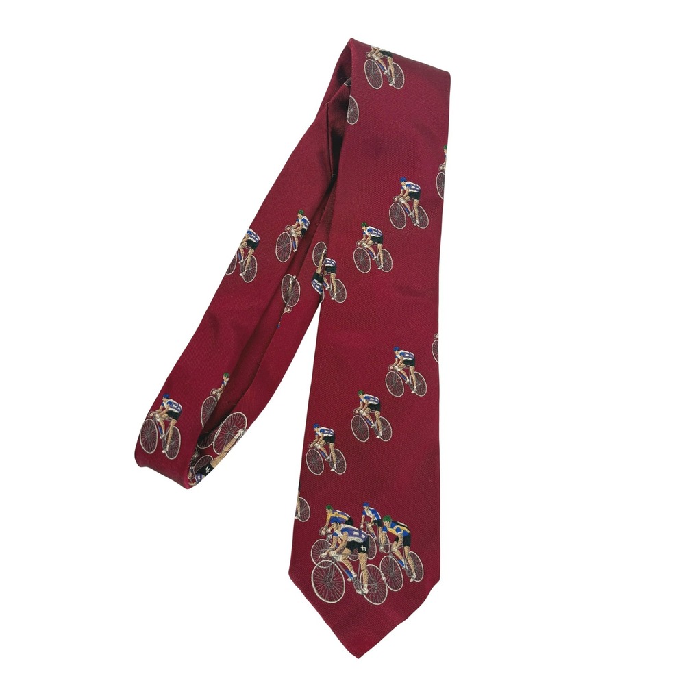 Polo Ralph Lauren Tie Mens OS Burgundy Excellent Silk Bicycle Neiman Marcus USA